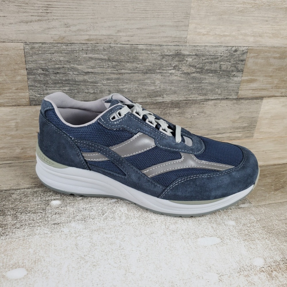 SAS Journey Mesh Mens Walking Shoes Sz 9 W Blue White Suede Lace-Up Sneakers